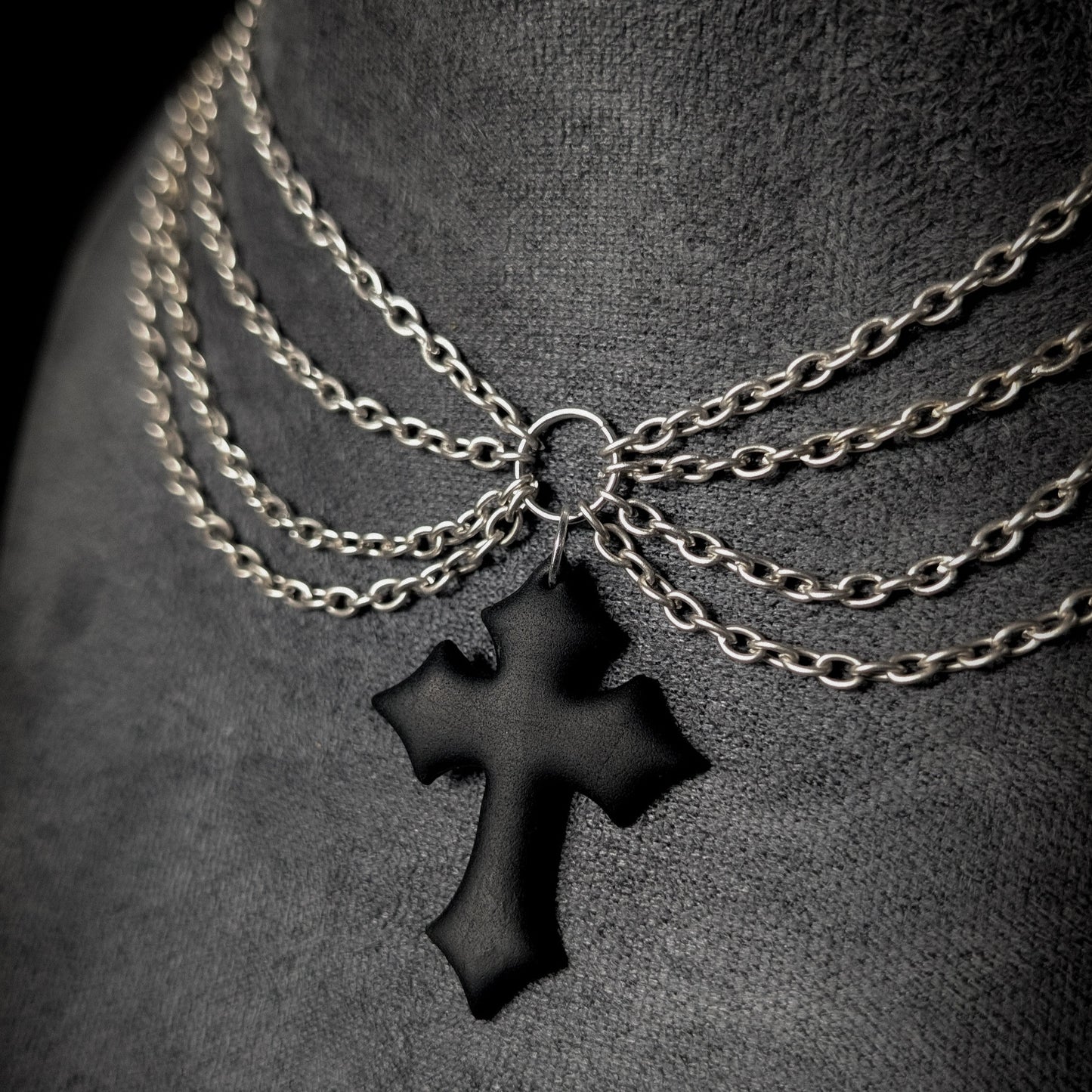 Multi Layered Crucifix Choker
