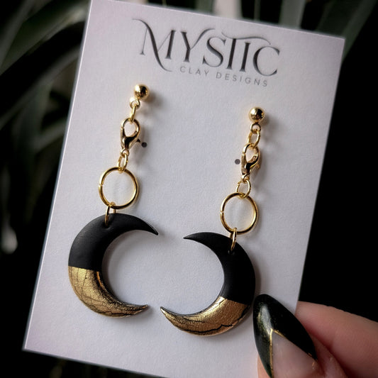 Gold Dipped Moon Earrings