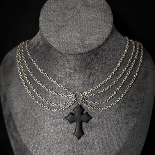 Multi Layered Crucifix Choker