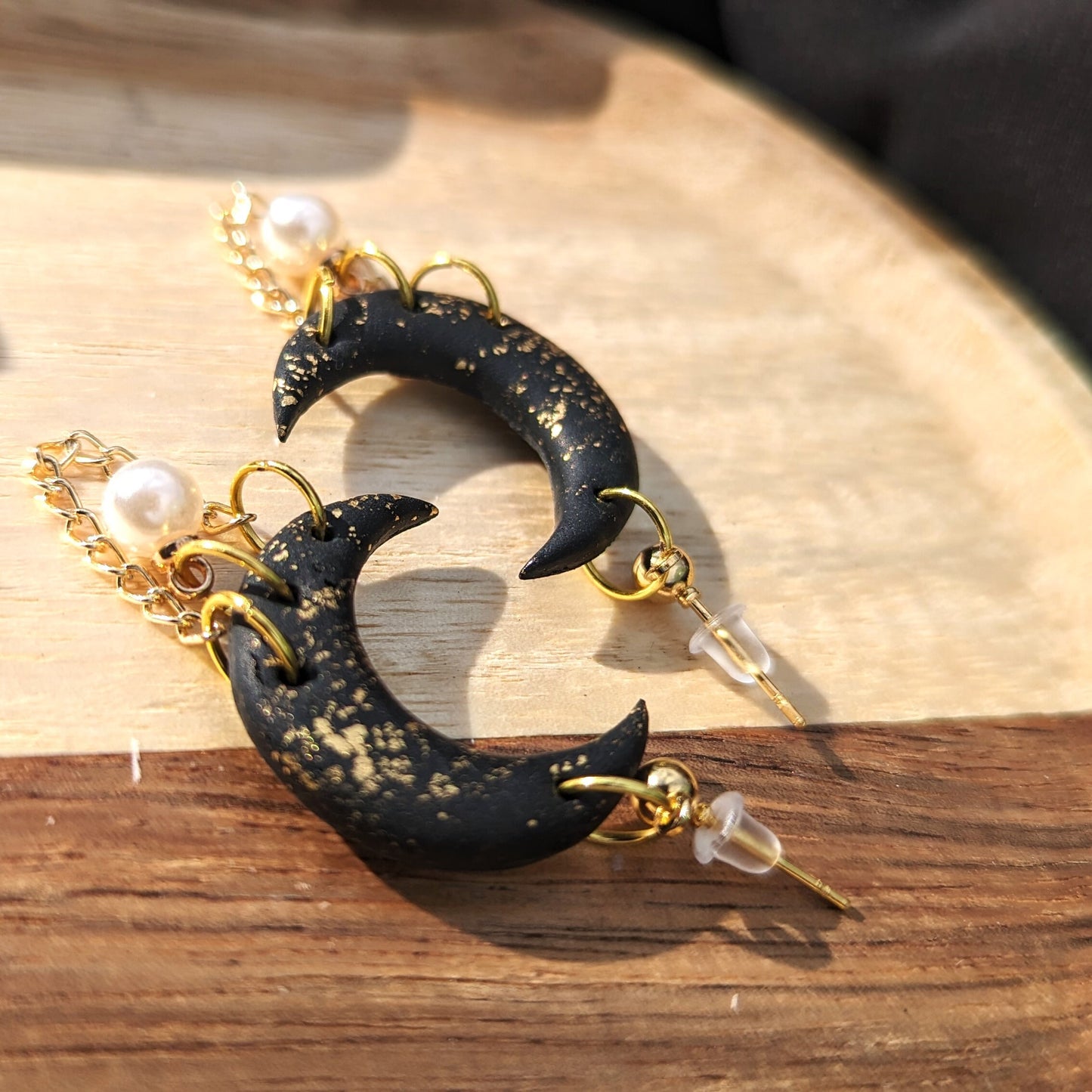Moon and Pearl Dangles