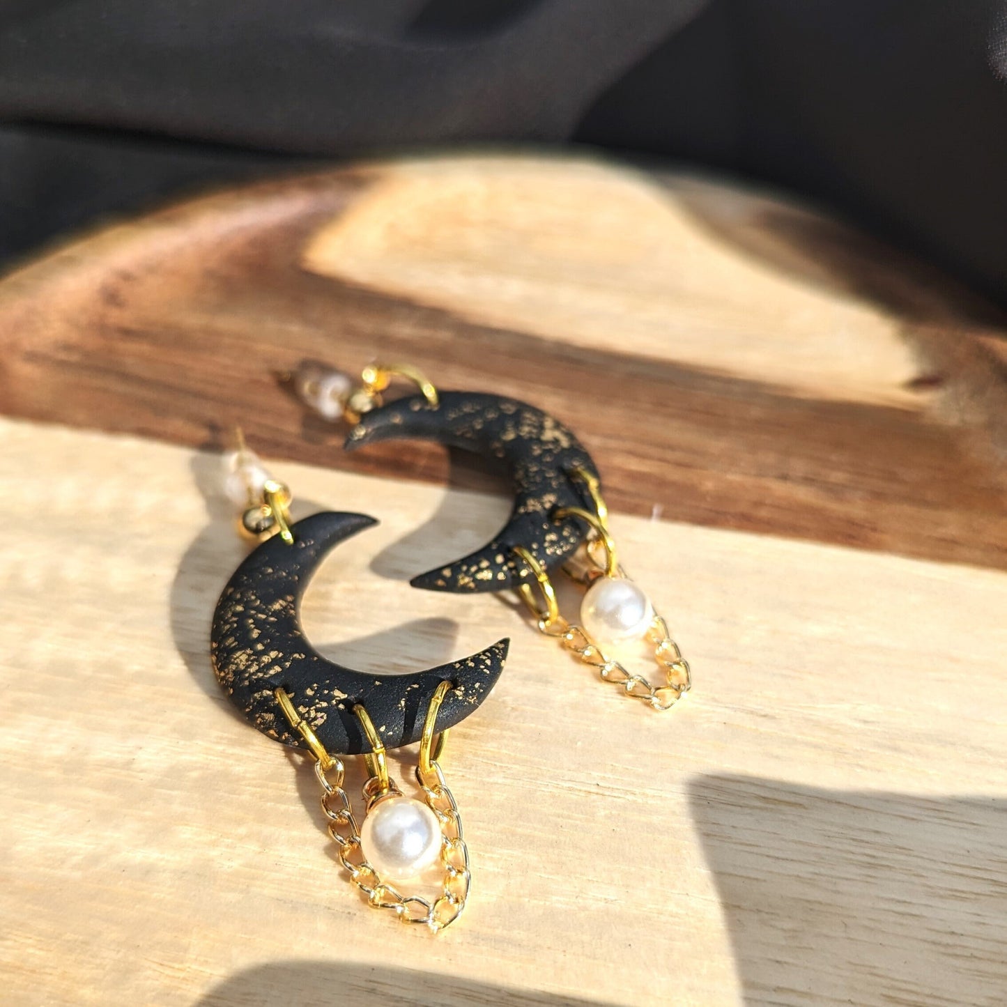 Moon and Pearl Dangles