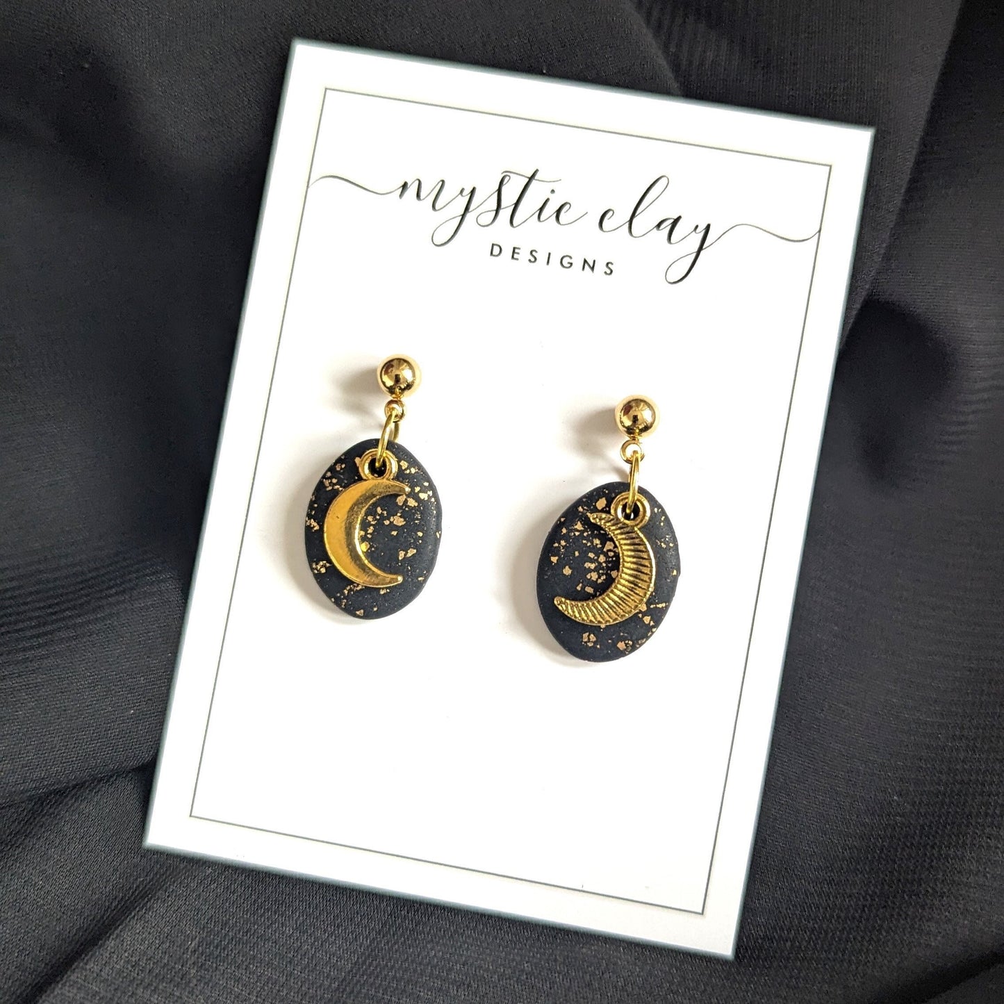 Oval Moon Studs