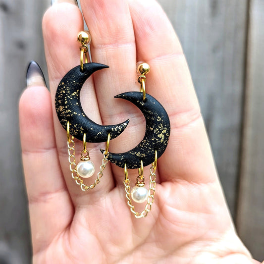 Moon and Pearl Dangles