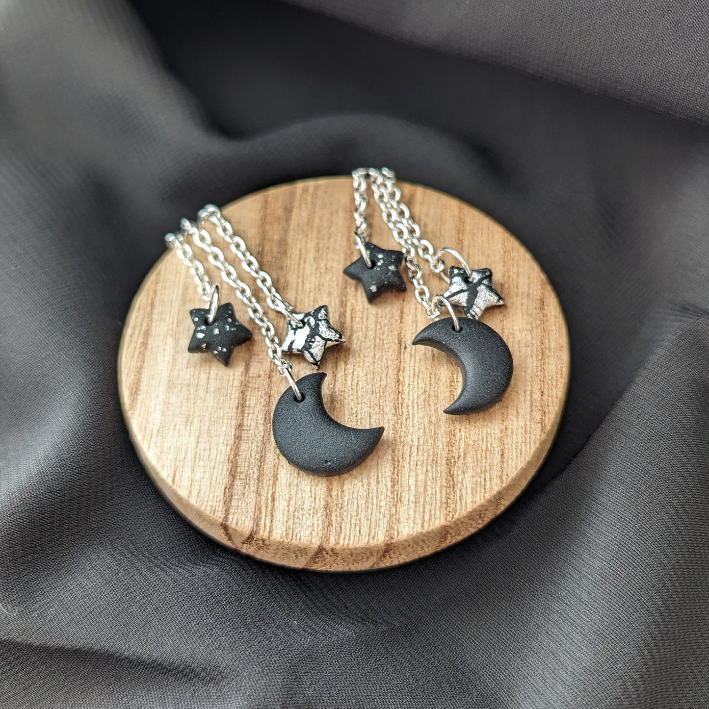 Moon and Star Chain Earrings
