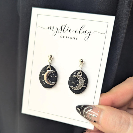 Oval Moon Studs